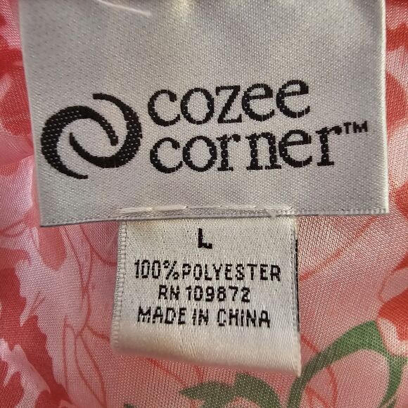 Cozee Corner Women's Robe Gown Set Pink Floral Sz Large Lightweight Comfort F101 - Picture 9 of 10